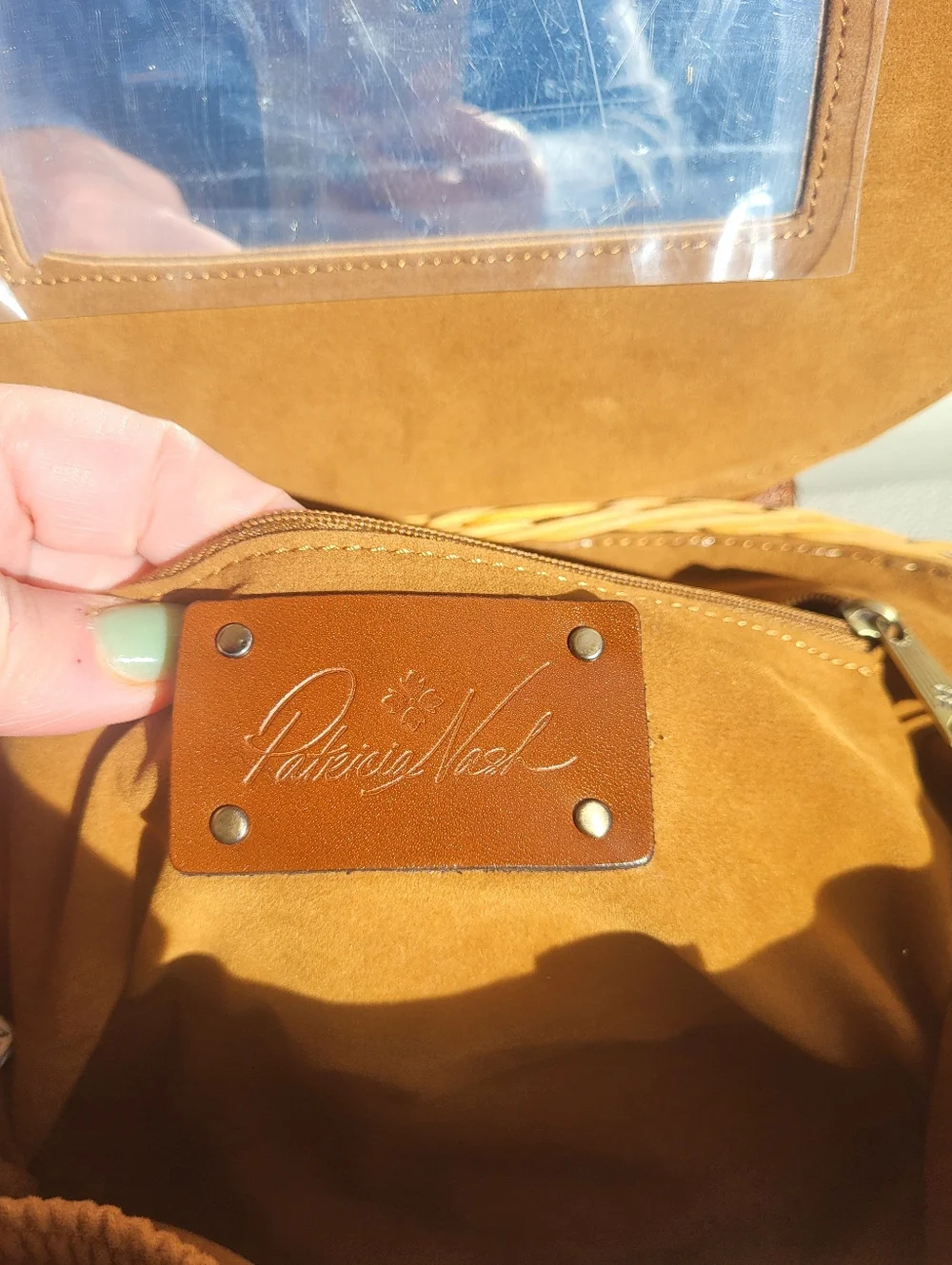 Patricia Nash Woven Straw Bag with Brown Leather Trim - Picture 4 of 6